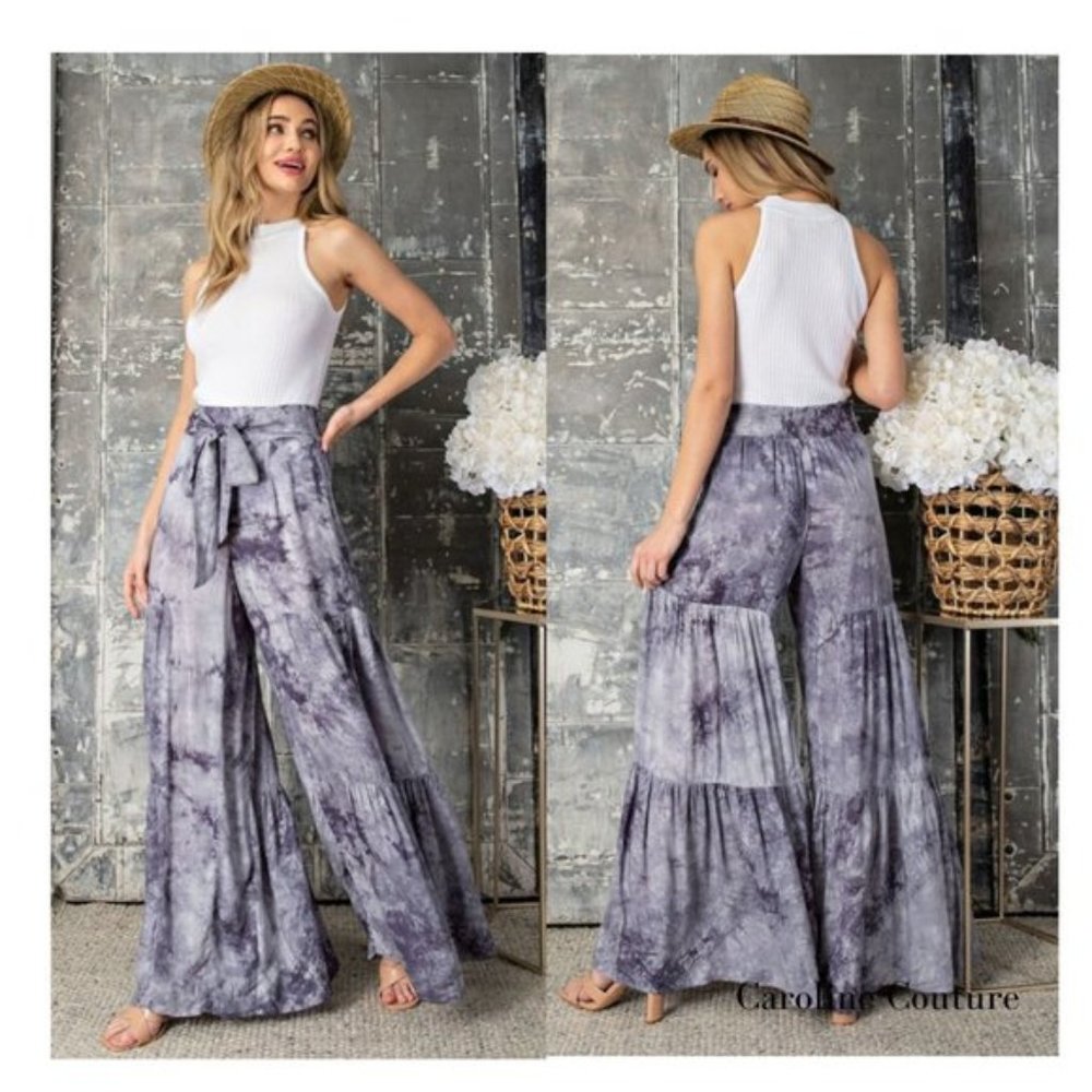 Tiered Tye-Dyed Wide Leg Pant